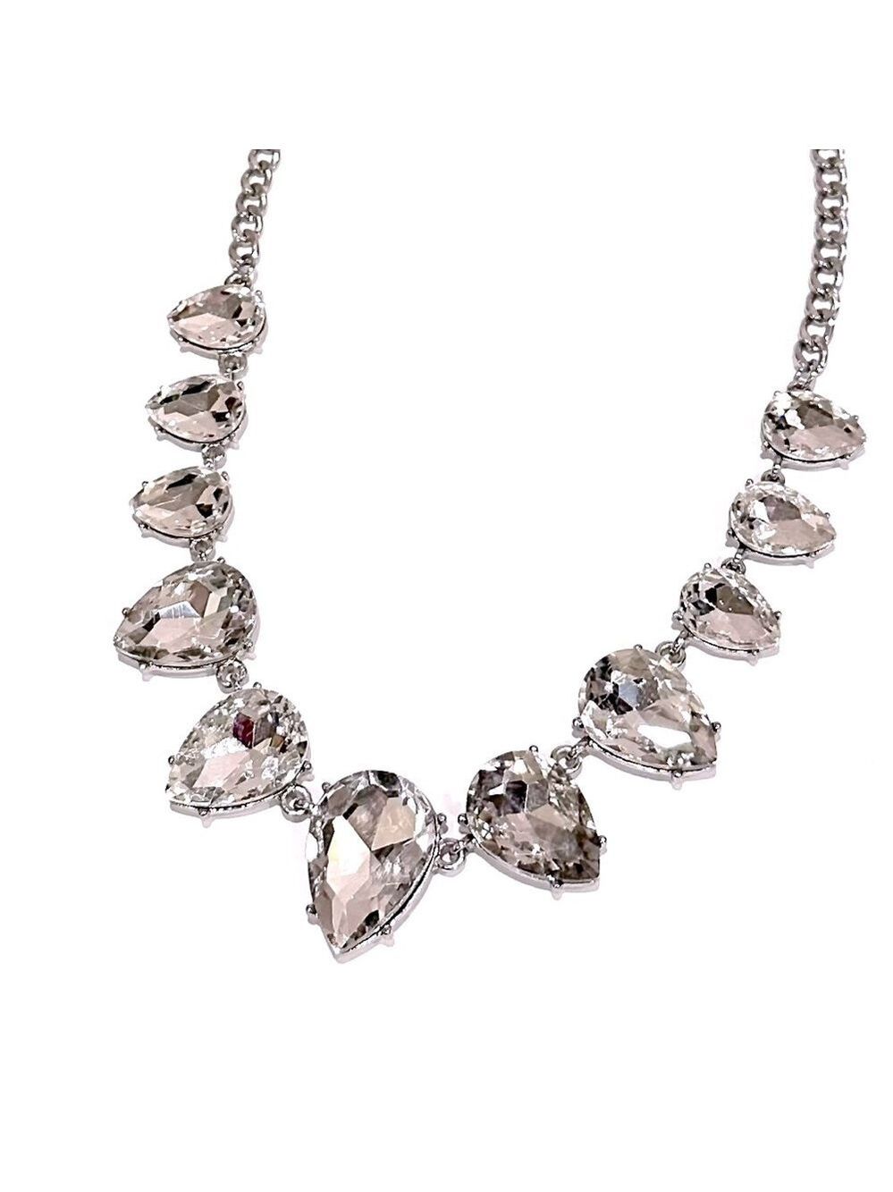 CHICO's Silver Teardrop Gemstone Statement Necklace